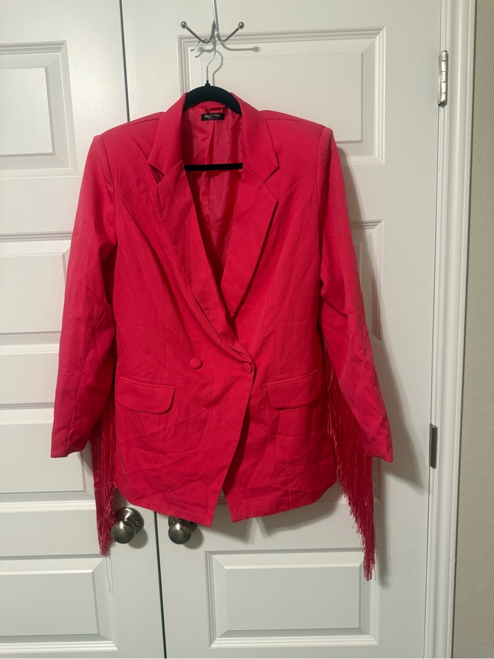 Nasty Gal Hot Pink Fringe Blazer